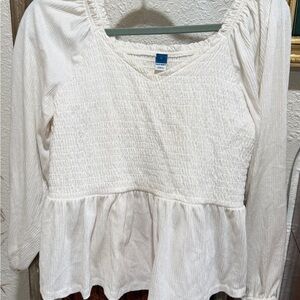 Old Navy Cream Smocked Blouse